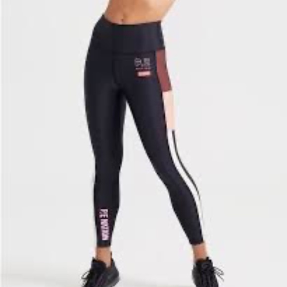 P.E Nation Colorblock Recycled Nylon Active Leggings Black Maroon Size XS - Picture 2 of 12